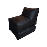 Leather Foldable Bean Bag - Black
