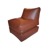 Leather Foldable Bean Bag - Brown