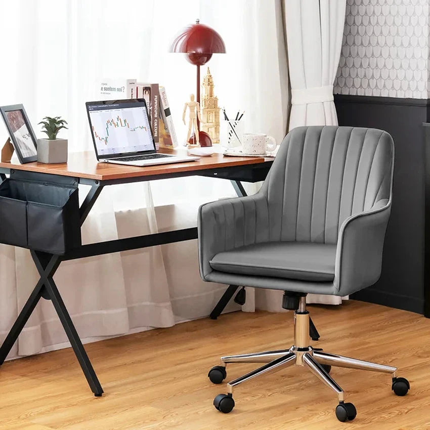 Melba Velvet Task Chair - Grey
