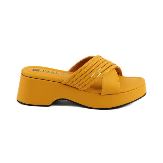 Zephyric Yellow Wedge Women Slippers