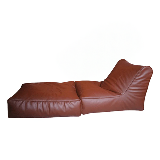 Leather Foldable Bean Bag - Brown