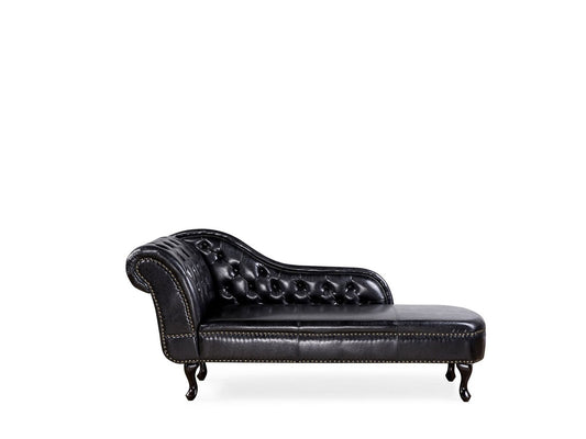 Left Hand Chaise Longue Faux Leather Black NOMZ