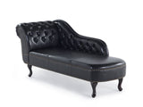 Left Hand Chaise Longue Faux Leather Black NOMZ