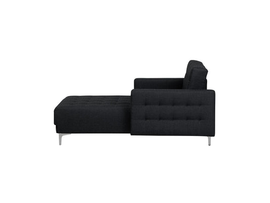 Fabric Chaise Longue Graphite Grey DUNDEE