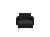 Fabric Chaise Longue Graphite Grey DUNDEE