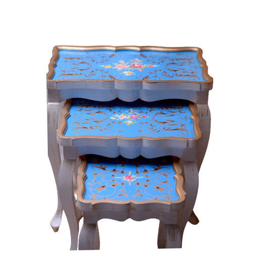 Blue Colors Corner Design Nesting Tables