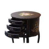 Round Nesting Table With Drawers