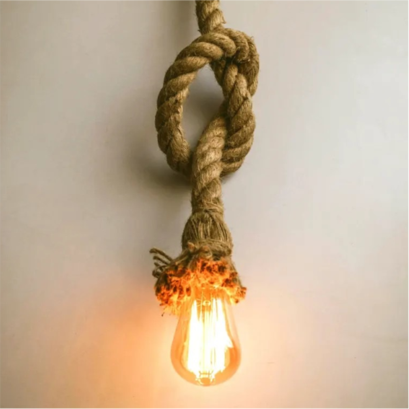 Manila Rope Pendant Light (with Bulb)