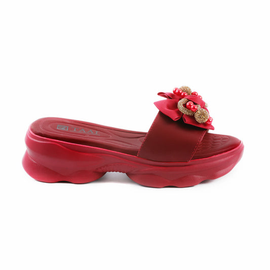 Wuhan Maroon women wedge slippers