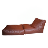 Leather Foldable Bean Bag - Brown