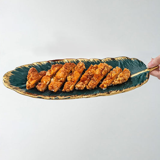 Large Emerald Feather Tray